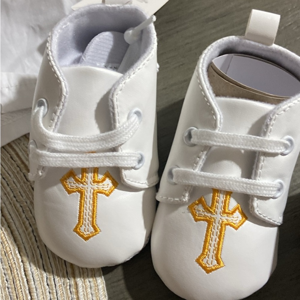 White and Gold Baby Shoes